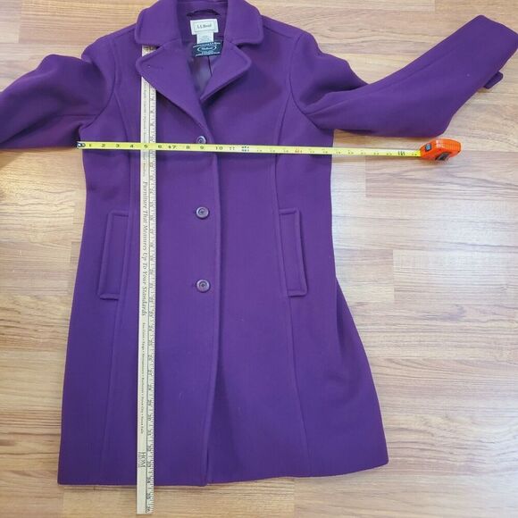 L.L. Bean Womens 6 Petite Bellandi Italian Wool Overcoat Thinsulate Plum Purple - Picture 7 of 11